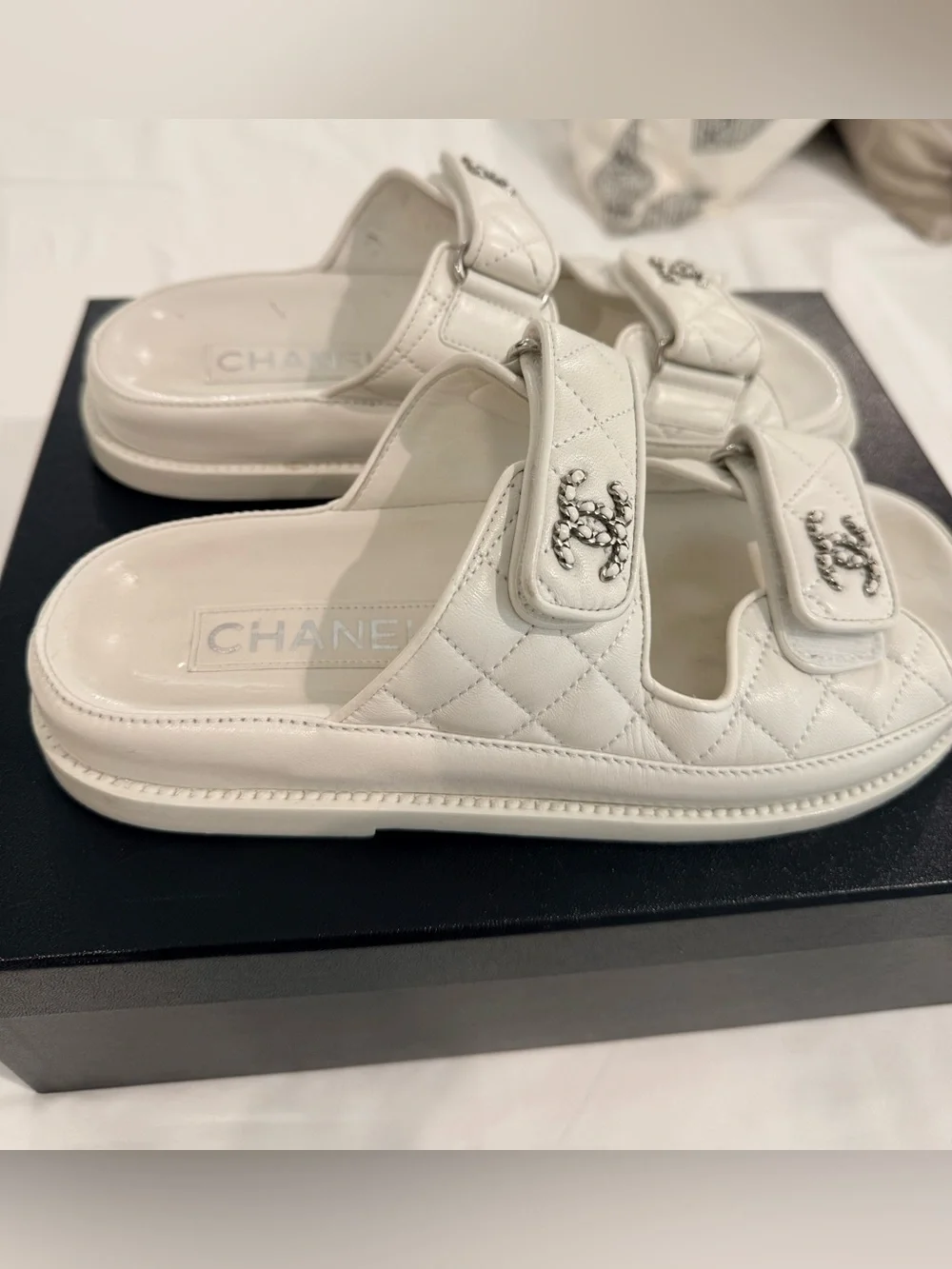 Chanel Dad Sandals in Quilted Leather